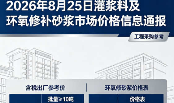 蒙阴2026年8月25日灌浆料及环氧修补砂浆市场价格信息通报